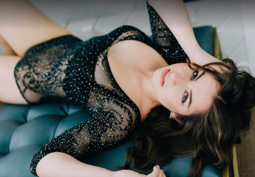 Woman posing in lingerie for boudoir photos 
