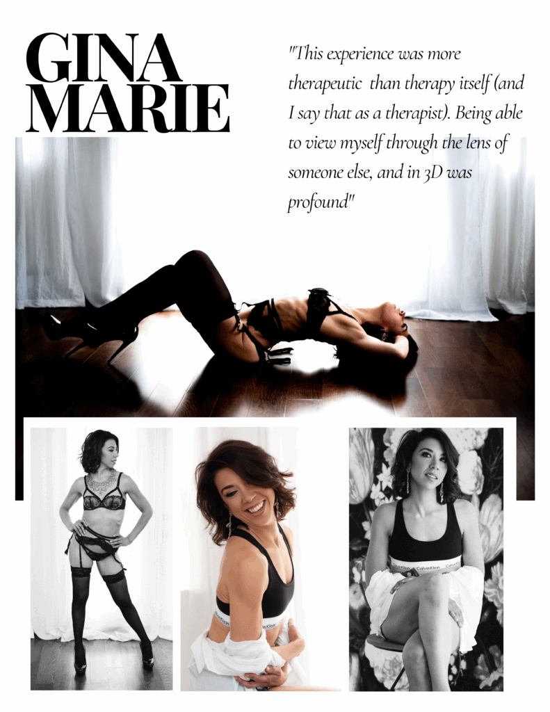 Everyday woman experiencing confidence and transformation during a luxury boudoir shoot.